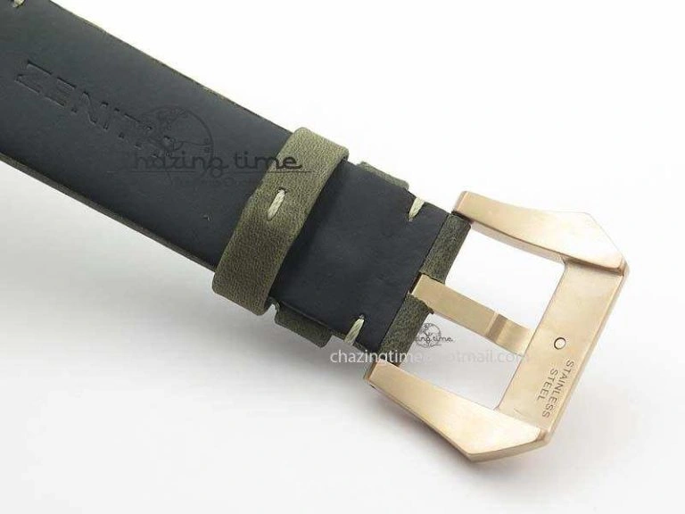 FlexibleFit Heritage Pilot Ton-Up RG Case Gray Dial On Green Leather Strap Jap Quartz 10034