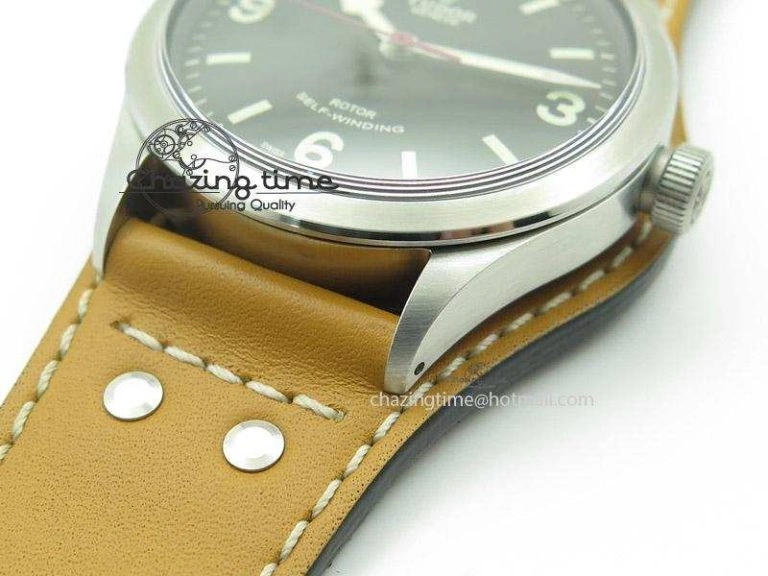 Heritage Ranger SS Black Dial on Brown Leather Strap A QuickDry 9801