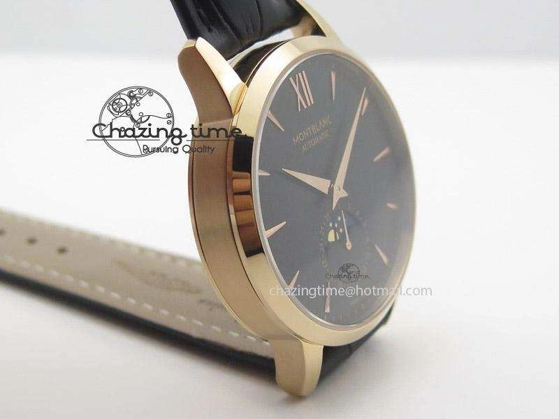 FreshLook Heritage Spirit Moonphase RG Black Dial On Black Leather Strap MIYOTA 7622