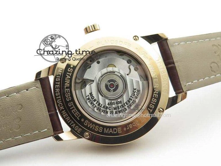 Unisex Heritage Spirit Moonphase RG Silver Dial On Brown Leather Strap MIYOTA 7623