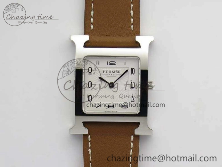 Heure H Ladies SS MKF 1:1 Best Edition White Dial On Leather Strap Swiss Quartz Flexible 6667