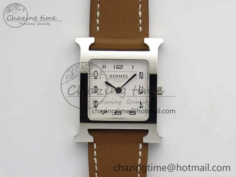 Heure H Ladies SS MKF 1:1 Best Edition White Dial On Leather Strap Swiss Quartz Flexible 6667