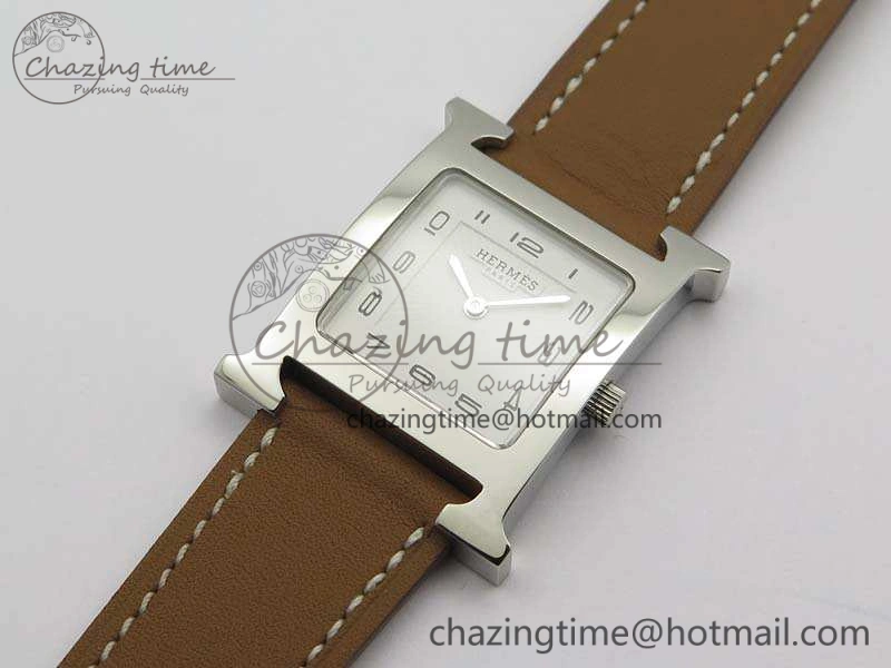 Heure H Ladies SS MKF 1:1 Best Edition White Dial On Leather Strap Swiss Quartz Flexible 6667