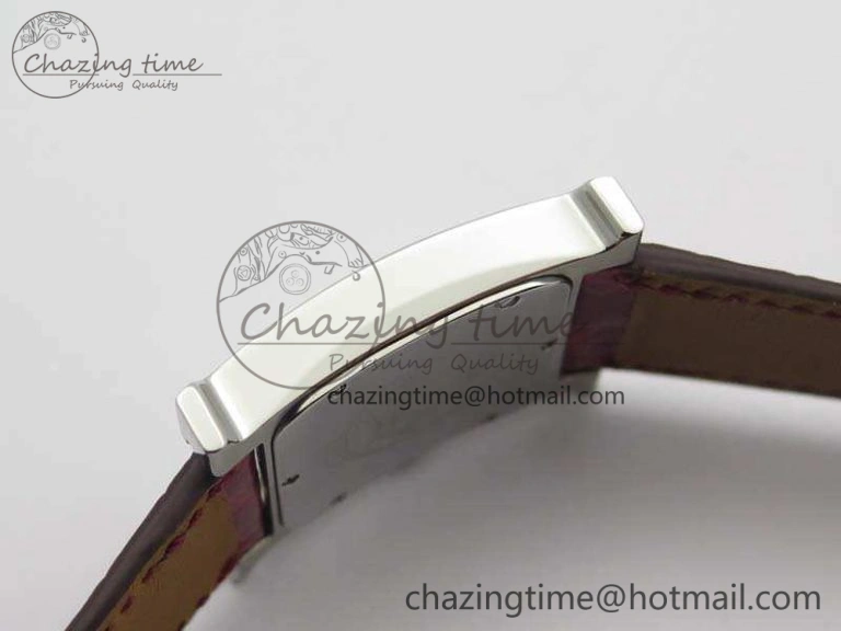 Comfortable Heure H Ladies SS MKF 1:1 Best Edition White MOP Dial On Red Croc Leather Strap Swiss Quartz 6664