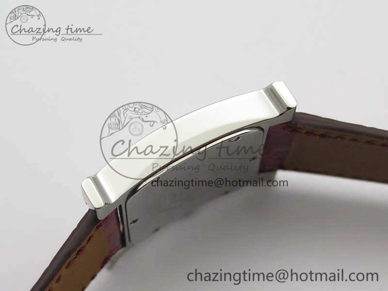 Comfortable Heure H Ladies SS MKF 1:1 Best Edition White MOP Dial On Red Croc Leather Strap Swiss Quartz 6664