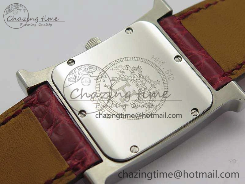 Comfortable Heure H Ladies SS MKF 1:1 Best Edition White MOP Dial On Red Croc Leather Strap Swiss Quartz 6664