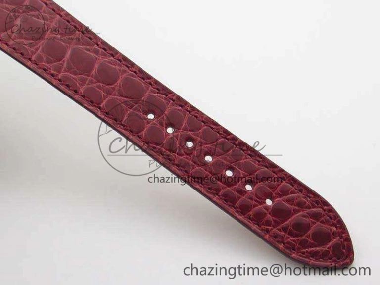 Comfortable Heure H Ladies SS MKF 1:1 Best Edition White MOP Dial On Red Croc Leather Strap Swiss Quartz 6664
