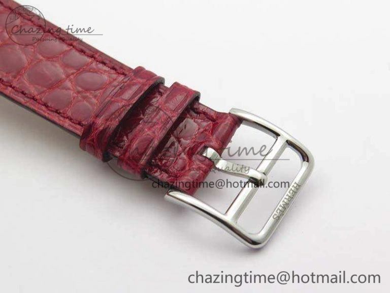 Comfortable Heure H Ladies SS MKF 1:1 Best Edition White MOP Dial On Red Croc Leather Strap Swiss Quartz 6664