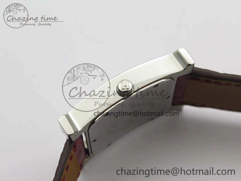 Comfortable Heure H Ladies SS MKF 1:1 Best Edition White MOP Dial On Red Croc Leather Strap Swiss Quartz 6664