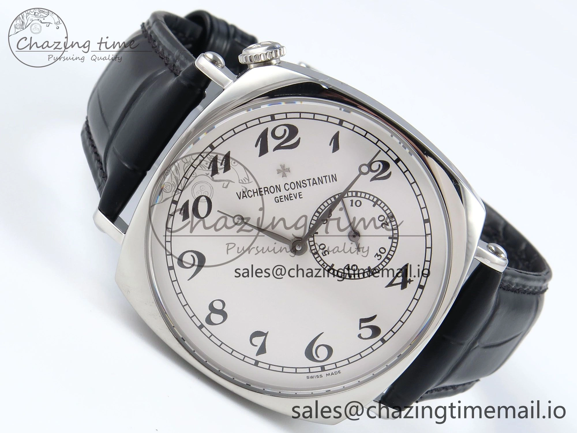 Trendsetting Historiques 82035 000G-B735 40mm SS AIF Best Edition White Dial on Black Leather Strap A 9826
