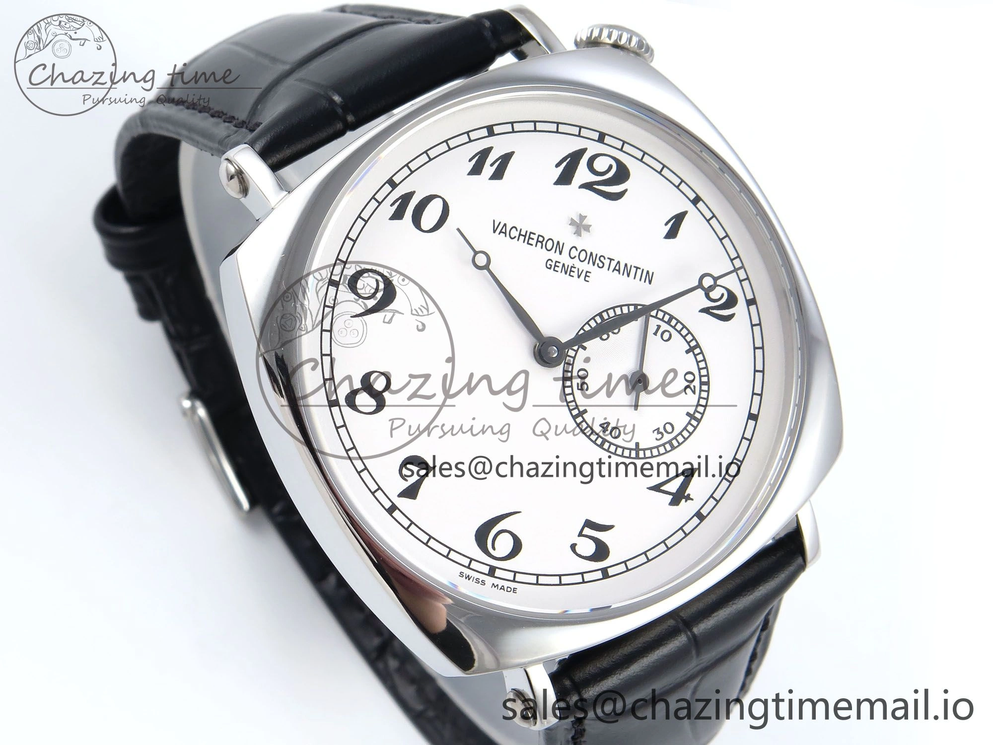 Trendsetting Historiques 82035 000G-B735 40mm SS AIF Best Edition White Dial on Black Leather Strap A 9826