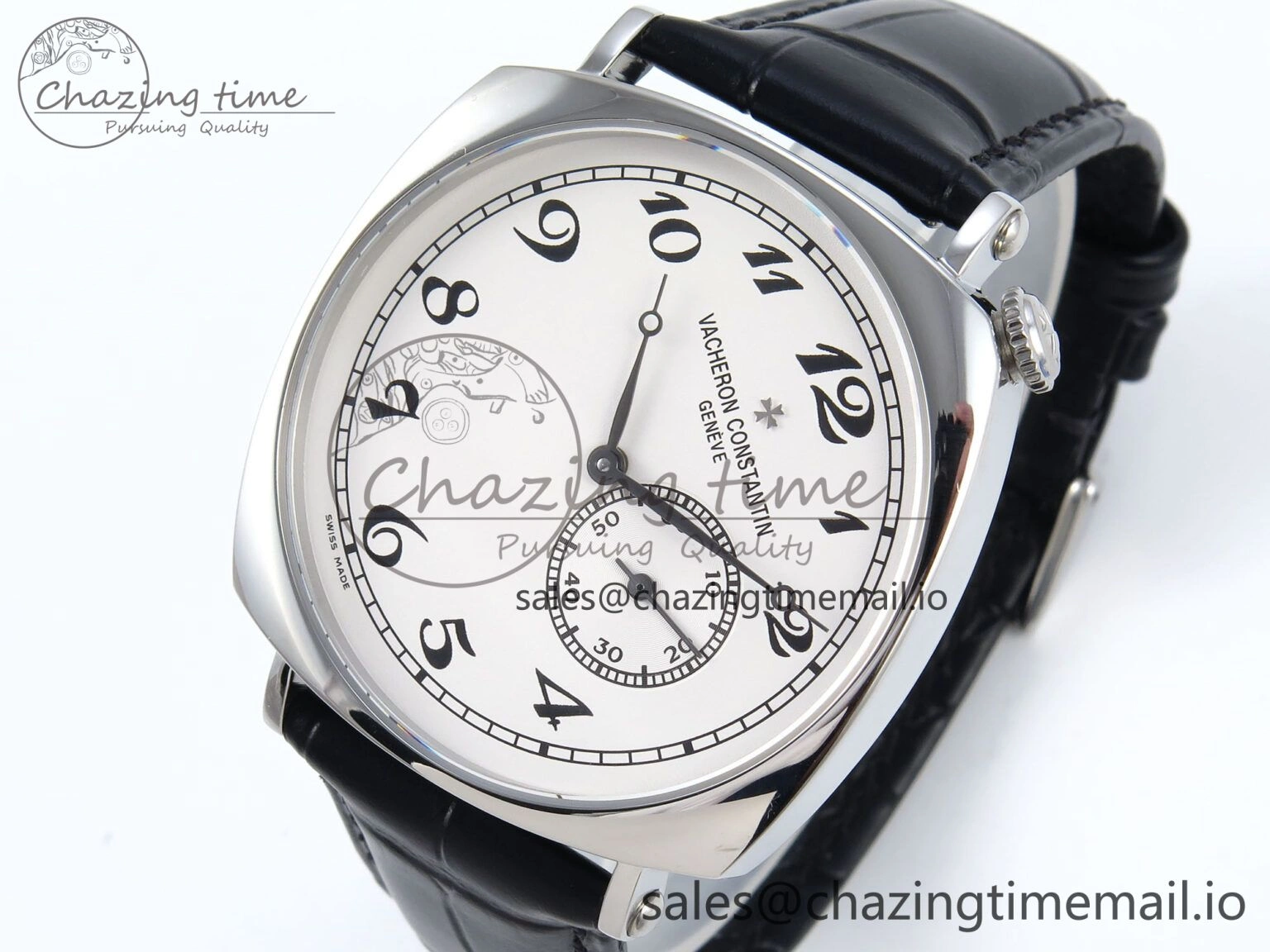 Trendsetting Historiques 82035 000G-B735 40mm SS AIF Best Edition White Dial on Black Leather Strap A 9826