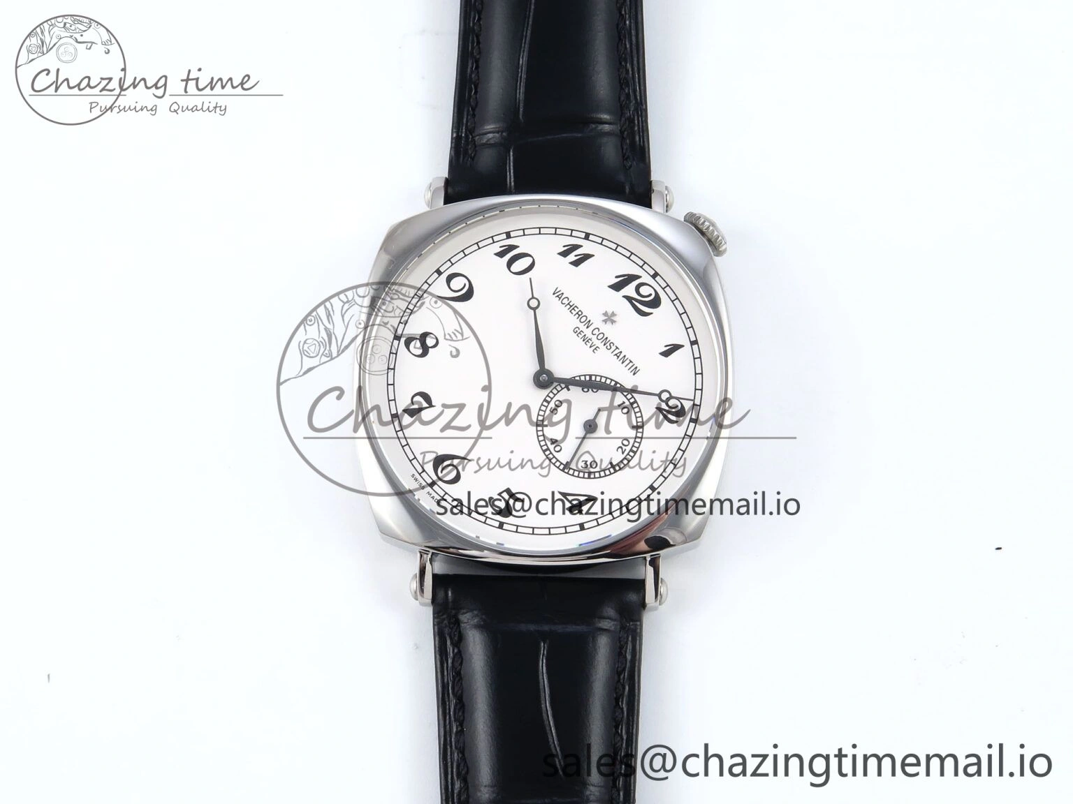 Trendsetting Historiques 82035 000G-B735 40mm SS AIF Best Edition White Dial on Black Leather Strap A 9826