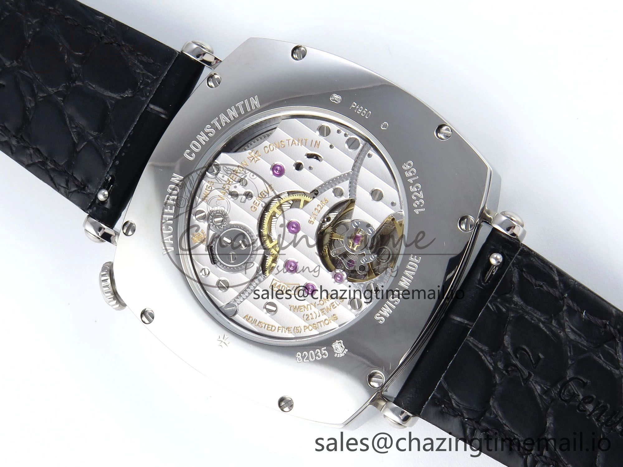 Trendsetting Historiques 82035 000G-B735 40mm SS AIF Best Edition White Dial on Black Leather Strap A 9826