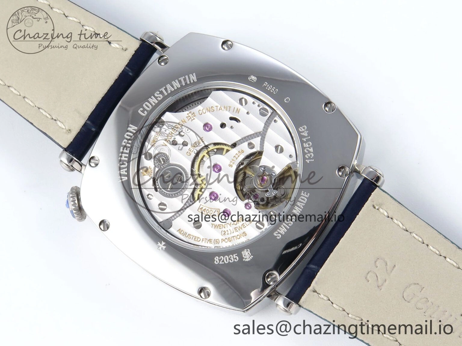 Historiques 82035 000G-B735 40mm SS AIF Best Edition White Dial on Blue Leather Strap A SunProtective 9823
