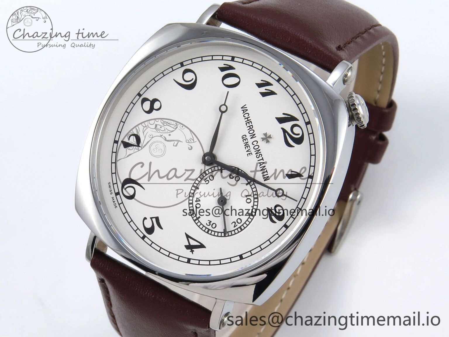 Historiques 82035 000G-B735 40mm SS AIF Best Edition White Dial on Brown Leather Strap A GoodFit 9827