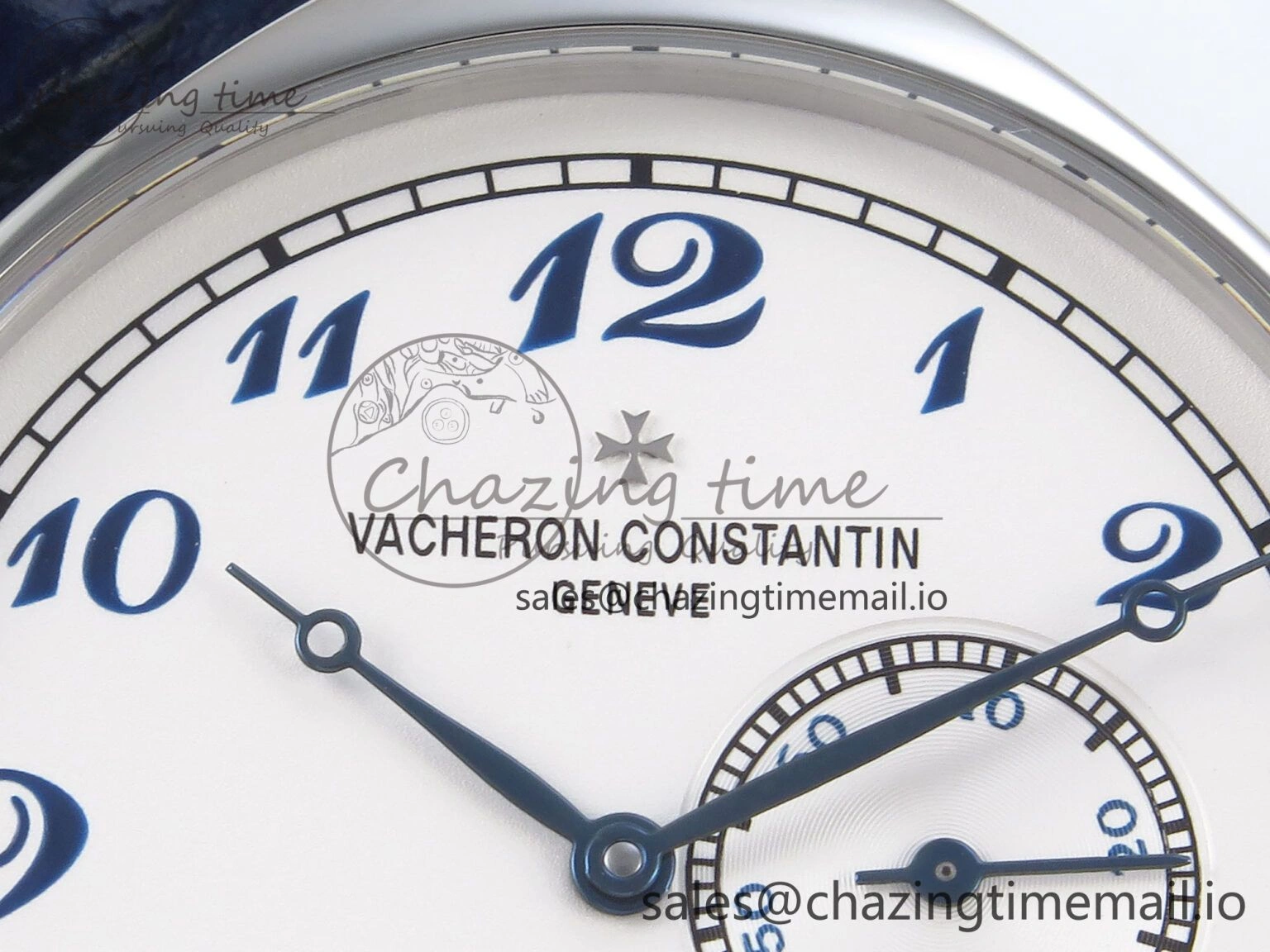 Soft Historiques 82035 000G-B735 40mm SS AIF Best Edition White Blue Dial on Blue Leather Strap A 9824