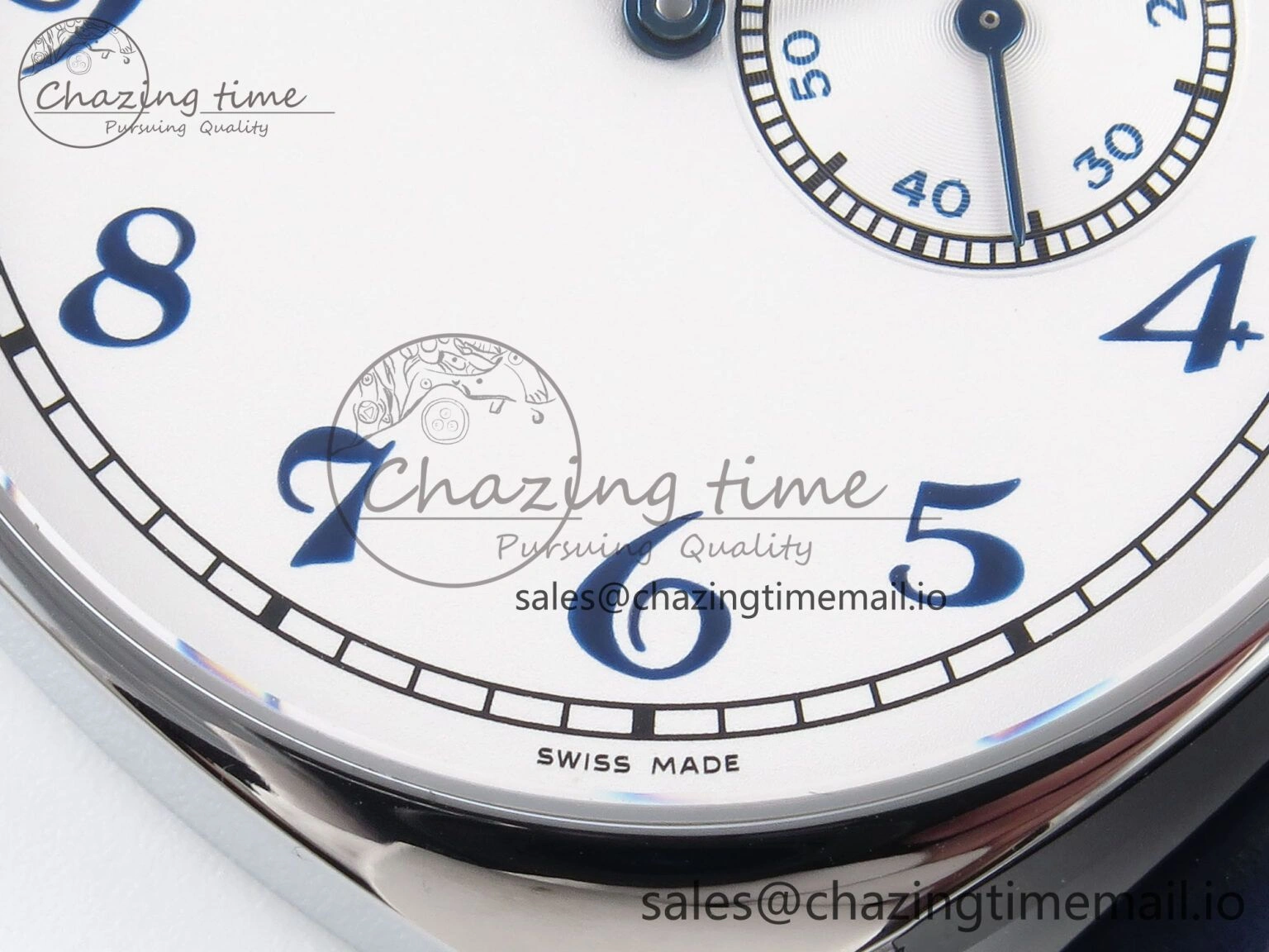 Soft Historiques 82035 000G-B735 40mm SS AIF Best Edition White Blue Dial on Blue Leather Strap A 9824