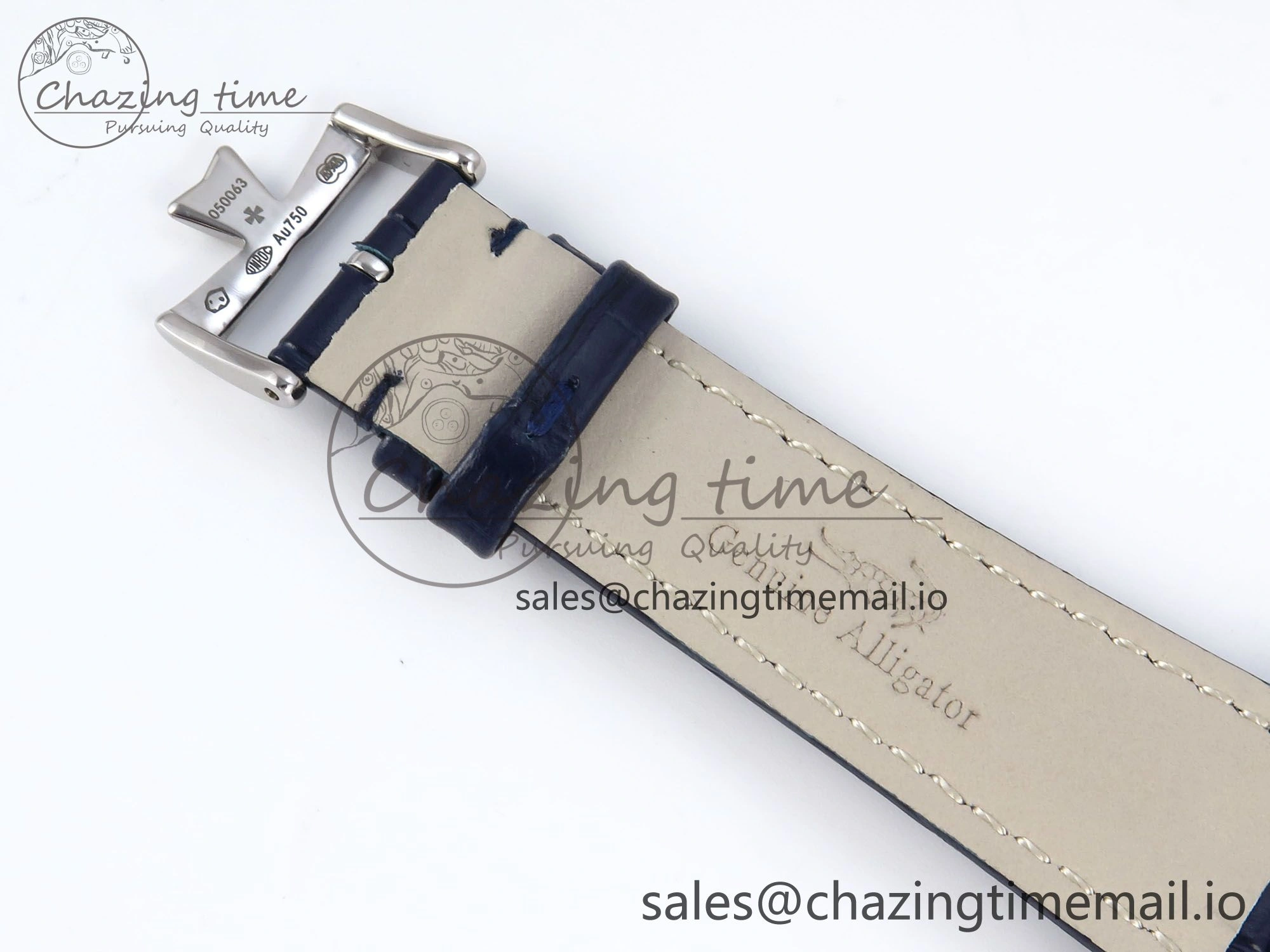 Soft Historiques 82035 000G-B735 40mm SS AIF Best Edition White Blue Dial on Blue Leather Strap A 9824