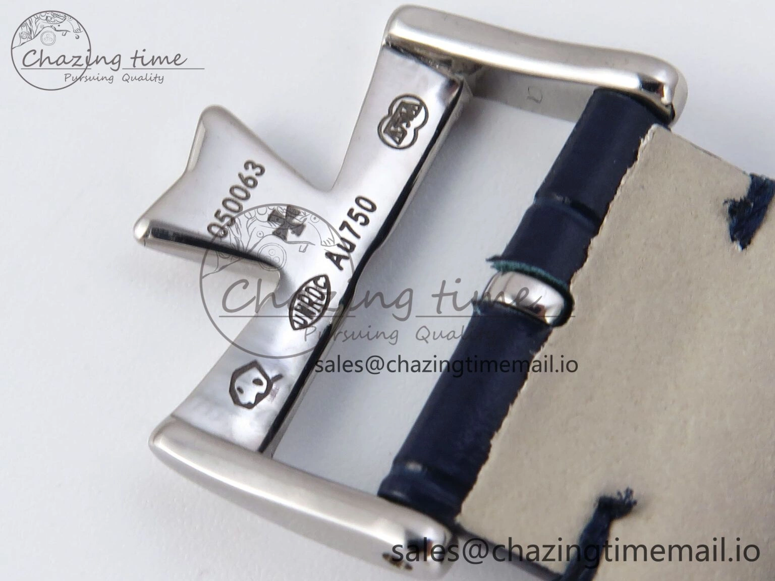 Soft Historiques 82035 000G-B735 40mm SS AIF Best Edition White Blue Dial on Blue Leather Strap A 9824