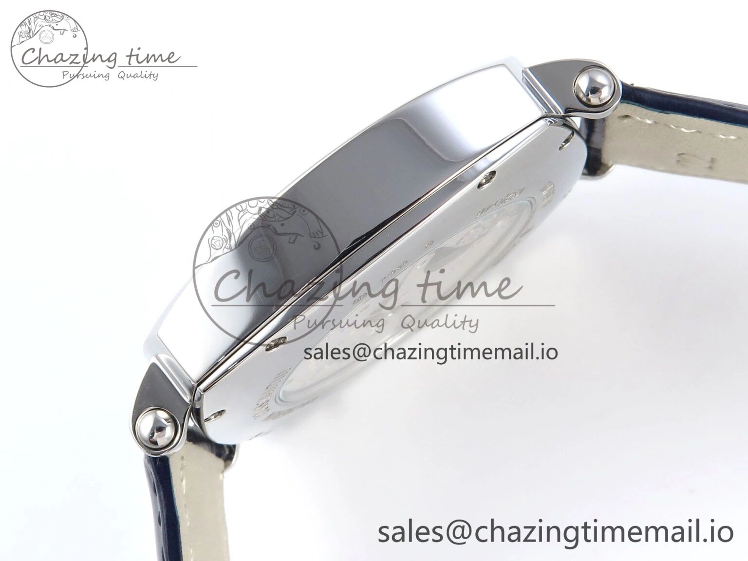 Soft Historiques 82035 000G-B735 40mm SS AIF Best Edition White Blue Dial on Blue Leather Strap A 9824