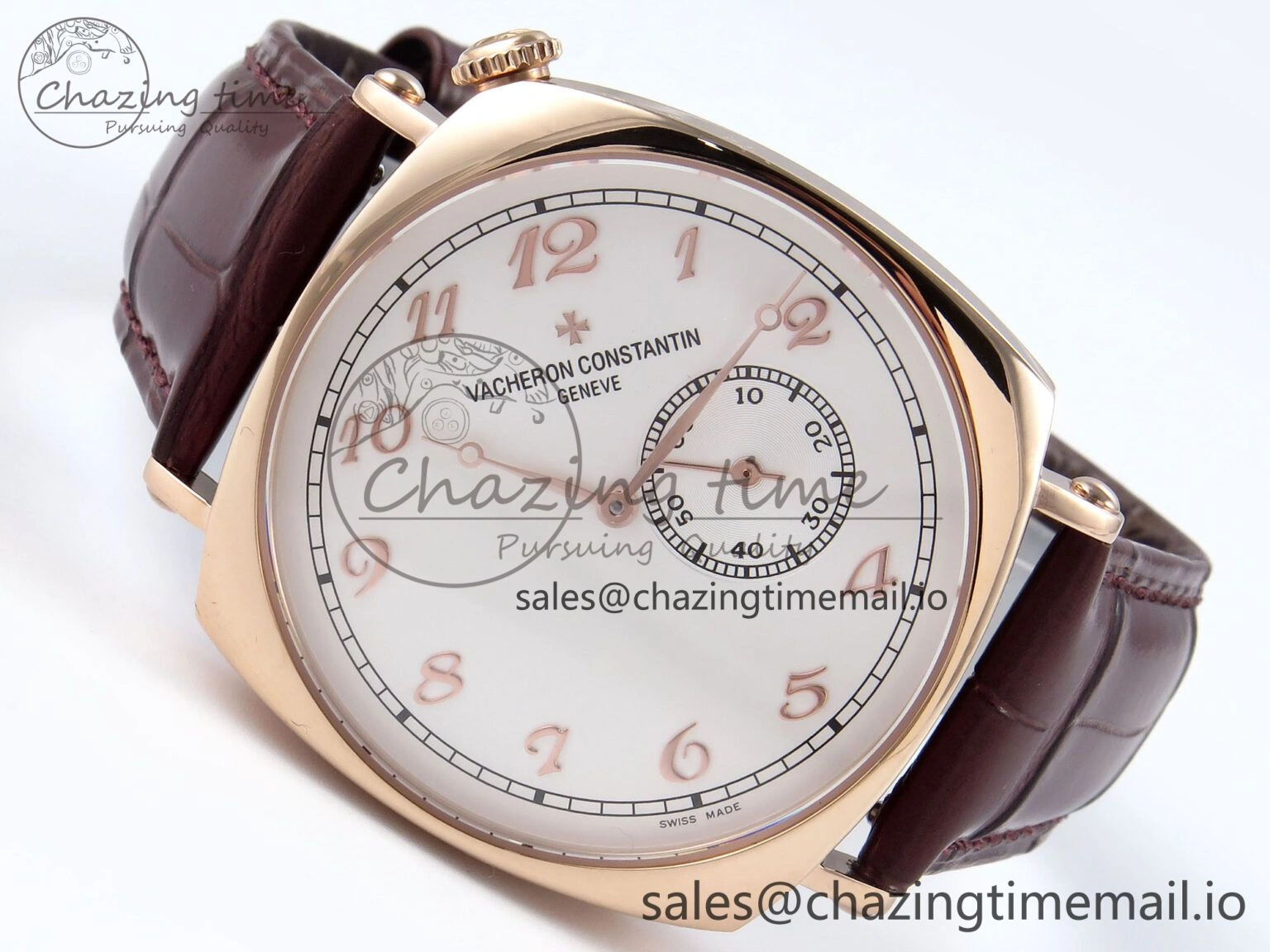 Historiques 82035 000R-9359 40mm RG AIF Best Edition White RG Dial on Brown Leather Strap A Breathable 9821