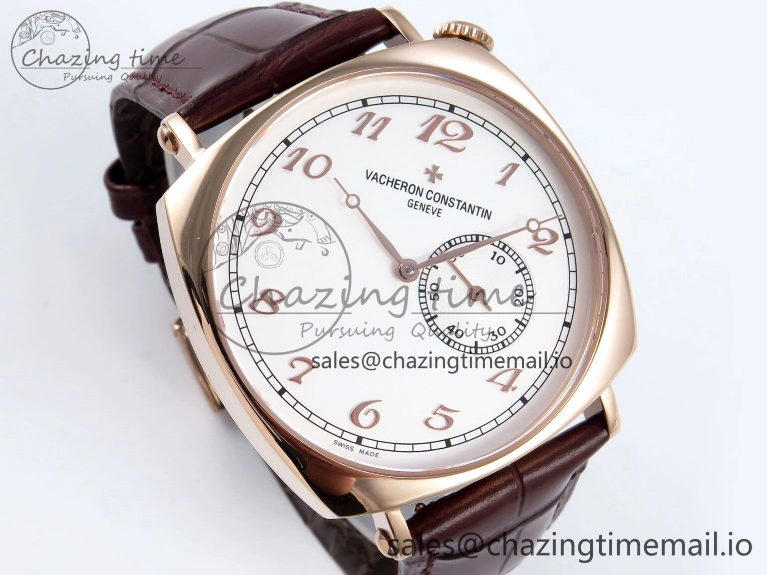 Historiques 82035 000R-9359 40mm RG AIF Best Edition White RG Dial on Brown Leather Strap A Breathable 9821