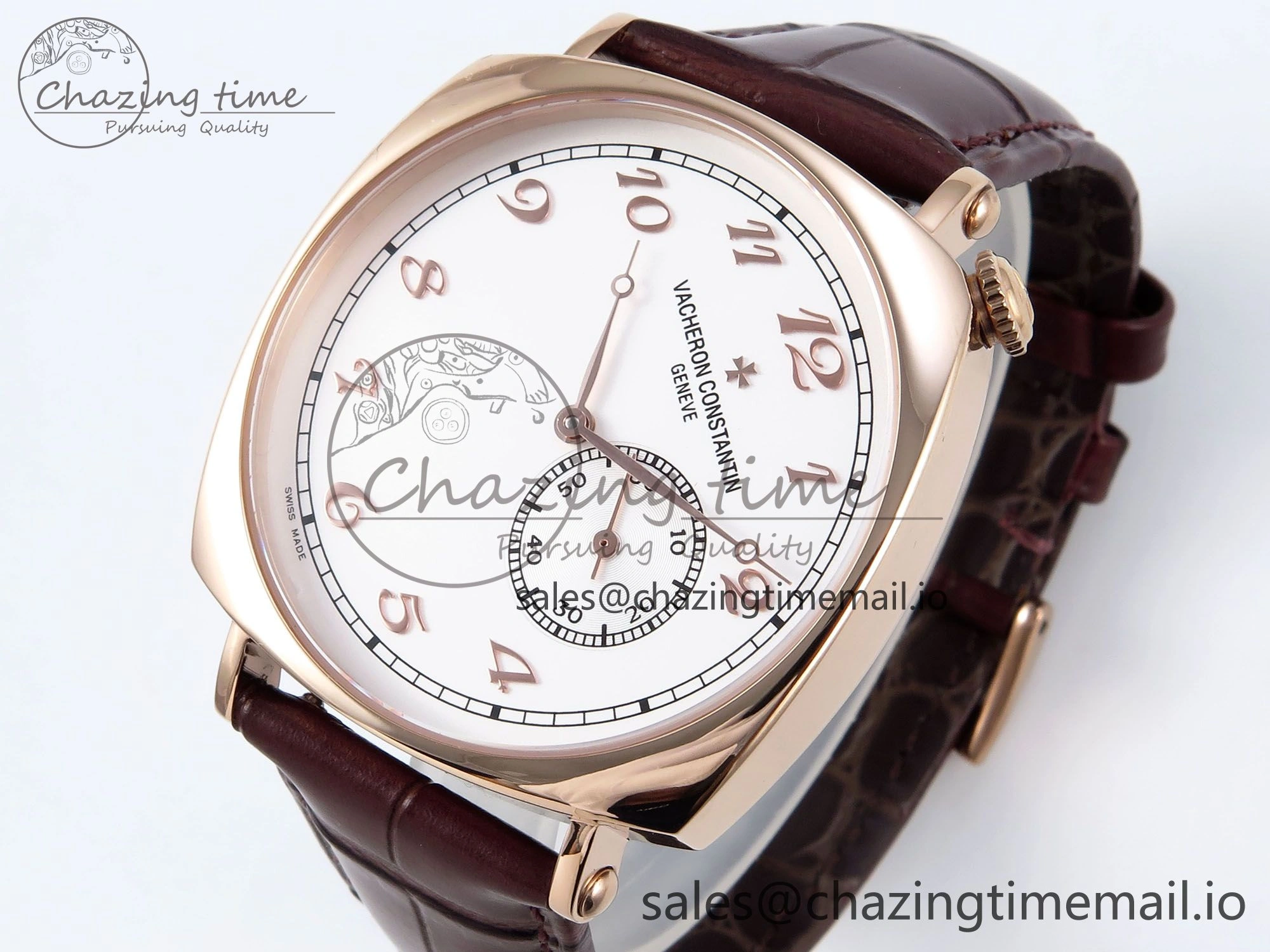 Historiques 82035 000R-9359 40mm RG AIF Best Edition White RG Dial on Brown Leather Strap A Breathable 9821