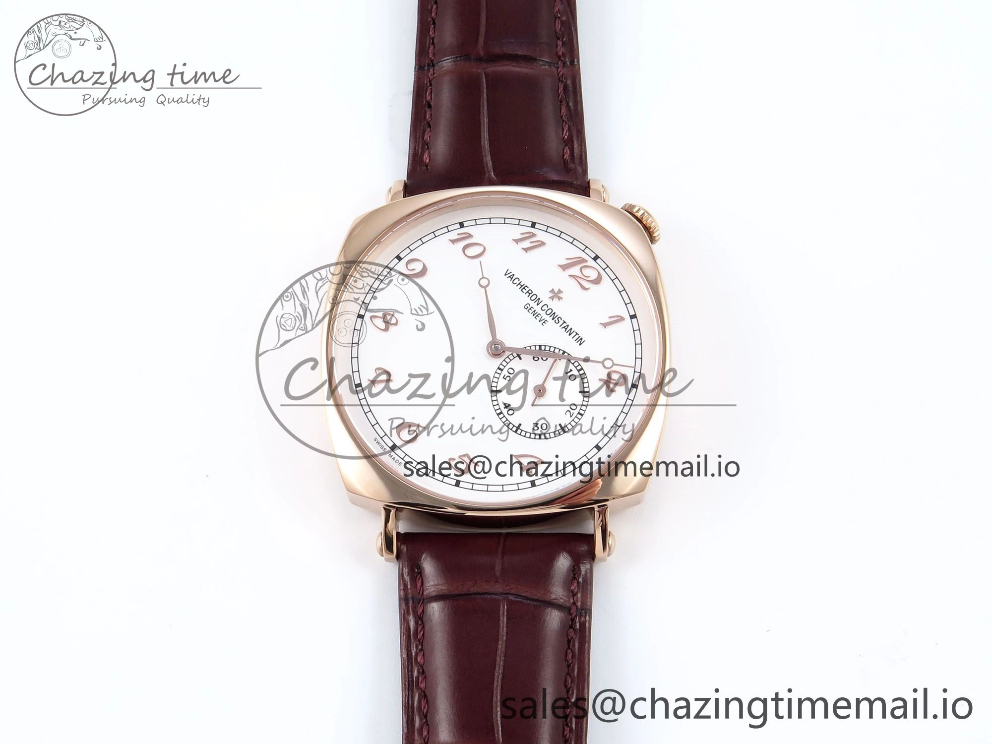 Historiques 82035 000R-9359 40mm RG AIF Best Edition White RG Dial on Brown Leather Strap A Breathable 9821