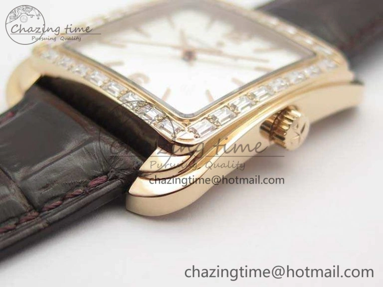 Popular Historiques 86300 RG GSF 1:1 Best Edition White Dial Diam Bezel On Leather Strap MIYOTA 9961