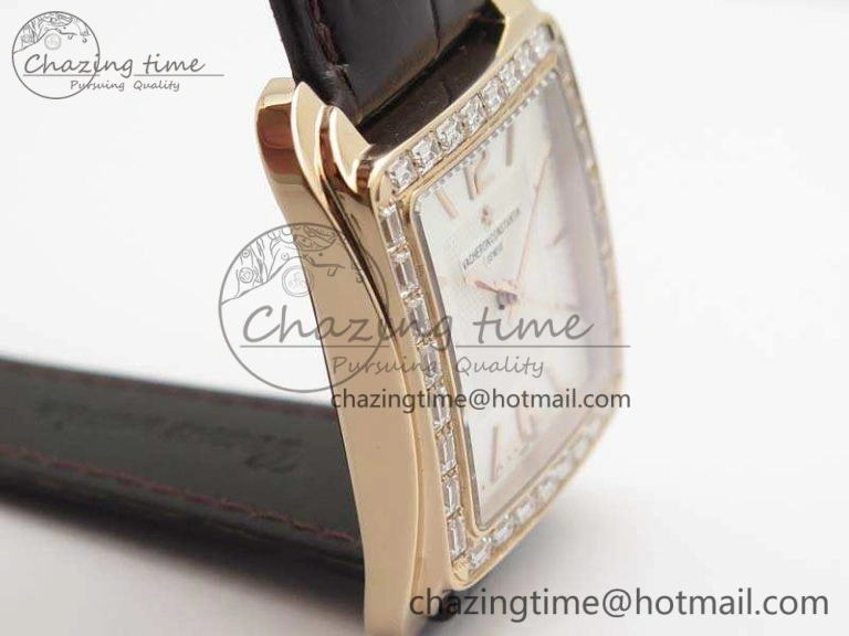 Popular Historiques 86300 RG GSF 1:1 Best Edition White Dial Diam Bezel On Leather Strap MIYOTA 9961