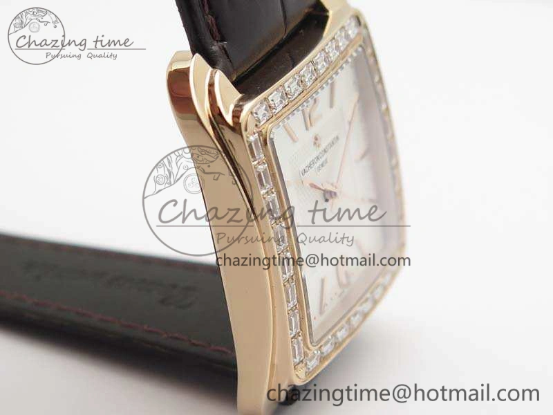Popular Historiques 86300 RG GSF 1:1 Best Edition White Dial Diam Bezel On Leather Strap MIYOTA 9961