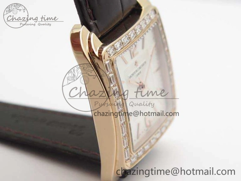 Popular Historiques 86300 RG GSF 1:1 Best Edition White Dial Diam Bezel On Leather Strap MIYOTA 9961