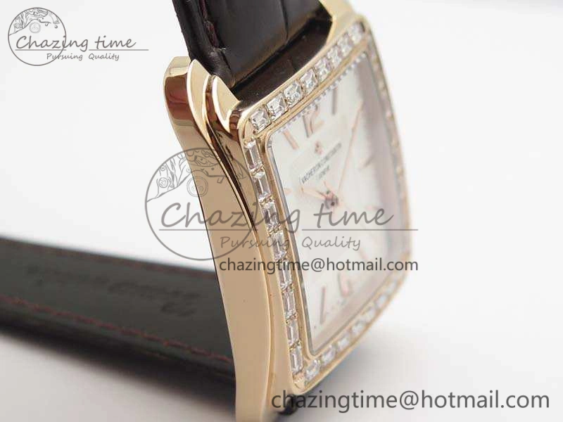 Popular Historiques 86300 RG GSF 1:1 Best Edition White Dial Diam Bezel On Leather Strap MIYOTA 9961