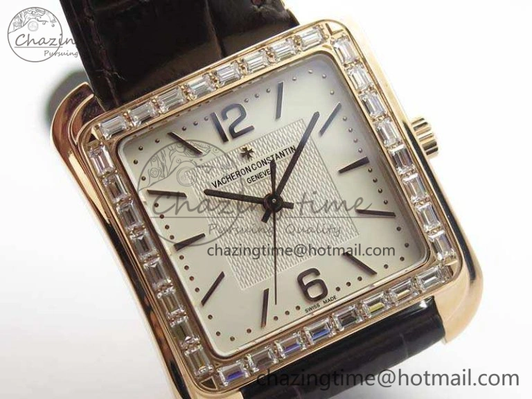Popular Historiques 86300 RG GSF 1:1 Best Edition White Dial Diam Bezel On Leather Strap MIYOTA 9961