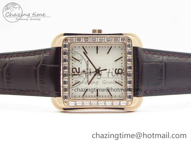 Popular Historiques 86300 RG GSF 1:1 Best Edition White Dial Diam Bezel On Leather Strap MIYOTA 9961