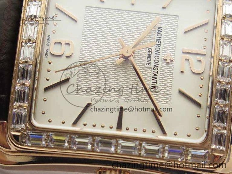 Popular Historiques 86300 RG GSF 1:1 Best Edition White Dial Diam Bezel On Leather Strap MIYOTA 9961