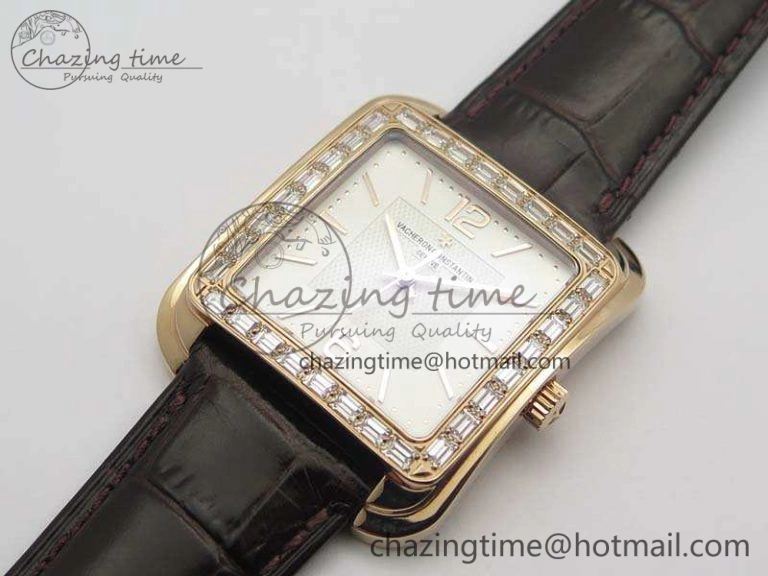Popular Historiques 86300 RG GSF 1:1 Best Edition White Dial Diam Bezel On Leather Strap MIYOTA 9961