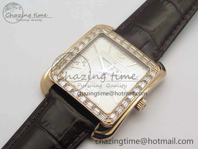 Popular Historiques 86300 RG GSF 1:1 Best Edition White Dial Diam Bezel On Leather Strap MIYOTA 9961