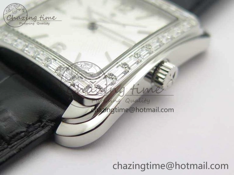 Affordable Historiques 86300 SS GSF 1:1 Best Edition White Dial Diam Bezel On Leather Strap MIYOTA 9964
