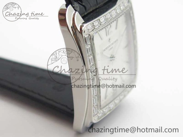 Affordable Historiques 86300 SS GSF 1:1 Best Edition White Dial Diam Bezel On Leather Strap MIYOTA 9964