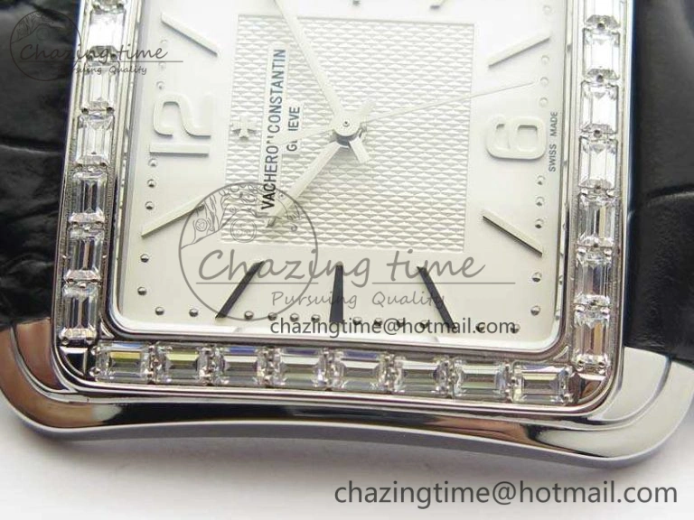 Affordable Historiques 86300 SS GSF 1:1 Best Edition White Dial Diam Bezel On Leather Strap MIYOTA 9964