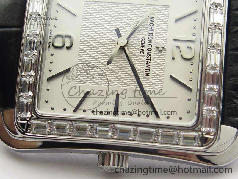 Affordable Historiques 86300 SS GSF 1:1 Best Edition White Dial Diam Bezel On Leather Strap MIYOTA 9964