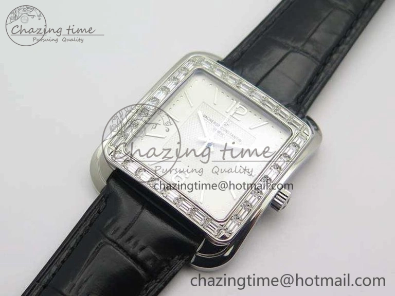 Affordable Historiques 86300 SS GSF 1:1 Best Edition White Dial Diam Bezel On Leather Strap MIYOTA 9964