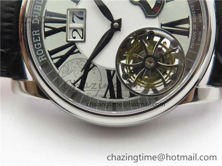 Affordable Hommage Flying Tourbillon RDDBHO0568 SS White Dial on Black Leather Strap 9603