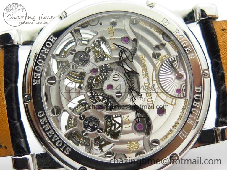 UrbanStyle Hommage Rddbho0562 SS JBF Sliver Dial On Black Croco Leather Strap Double Tourbillion 9617