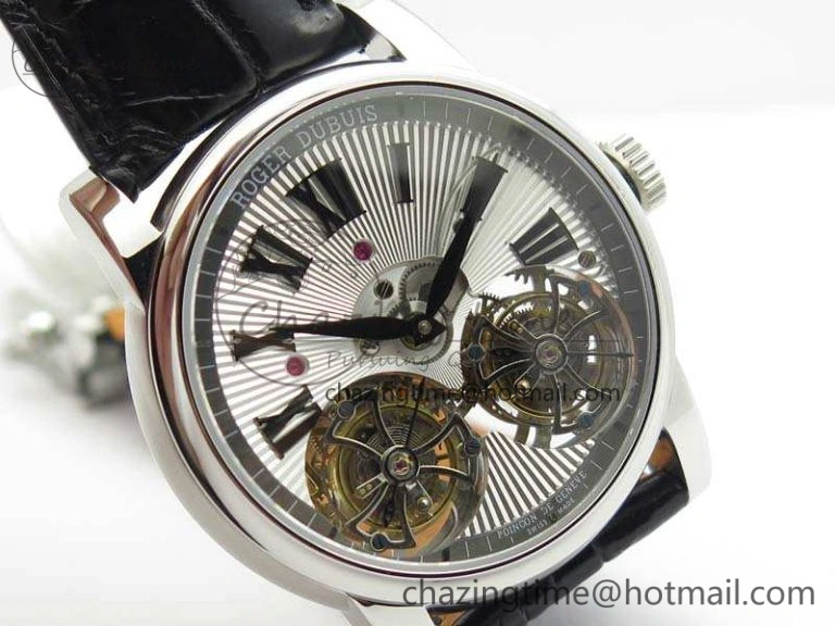 UrbanStyle Hommage Rddbho0562 SS JBF Sliver Dial On Black Croco Leather Strap Double Tourbillion 9617