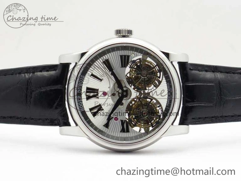 UrbanStyle Hommage Rddbho0562 SS JBF Sliver Dial On Black Croco Leather Strap Double Tourbillion 9617