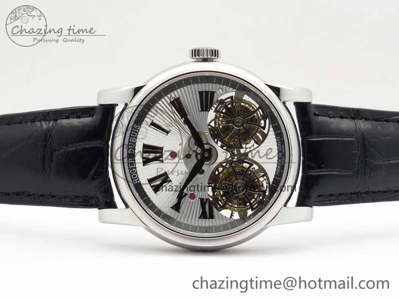 UrbanStyle Hommage Rddbho0562 SS JBF Sliver Dial On Black Croco Leather Strap Double Tourbillion 9617
