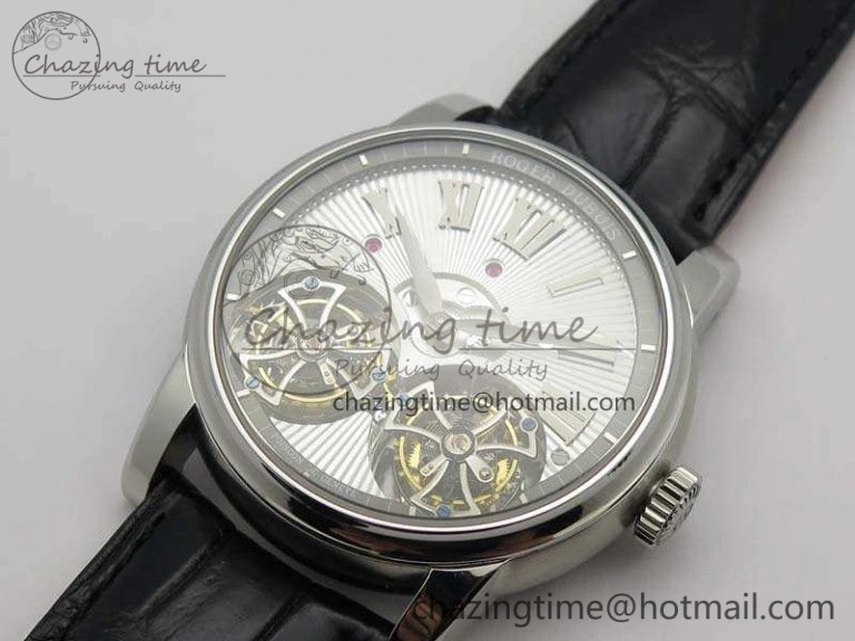 UrbanStyle Hommage Rddbho0562 SS JBF Sliver Dial On Black Croco Leather Strap Double Tourbillion 9617